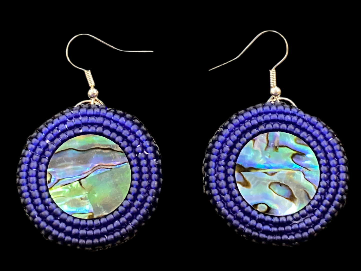 Abalone Beaded Earrings 1 3/8"