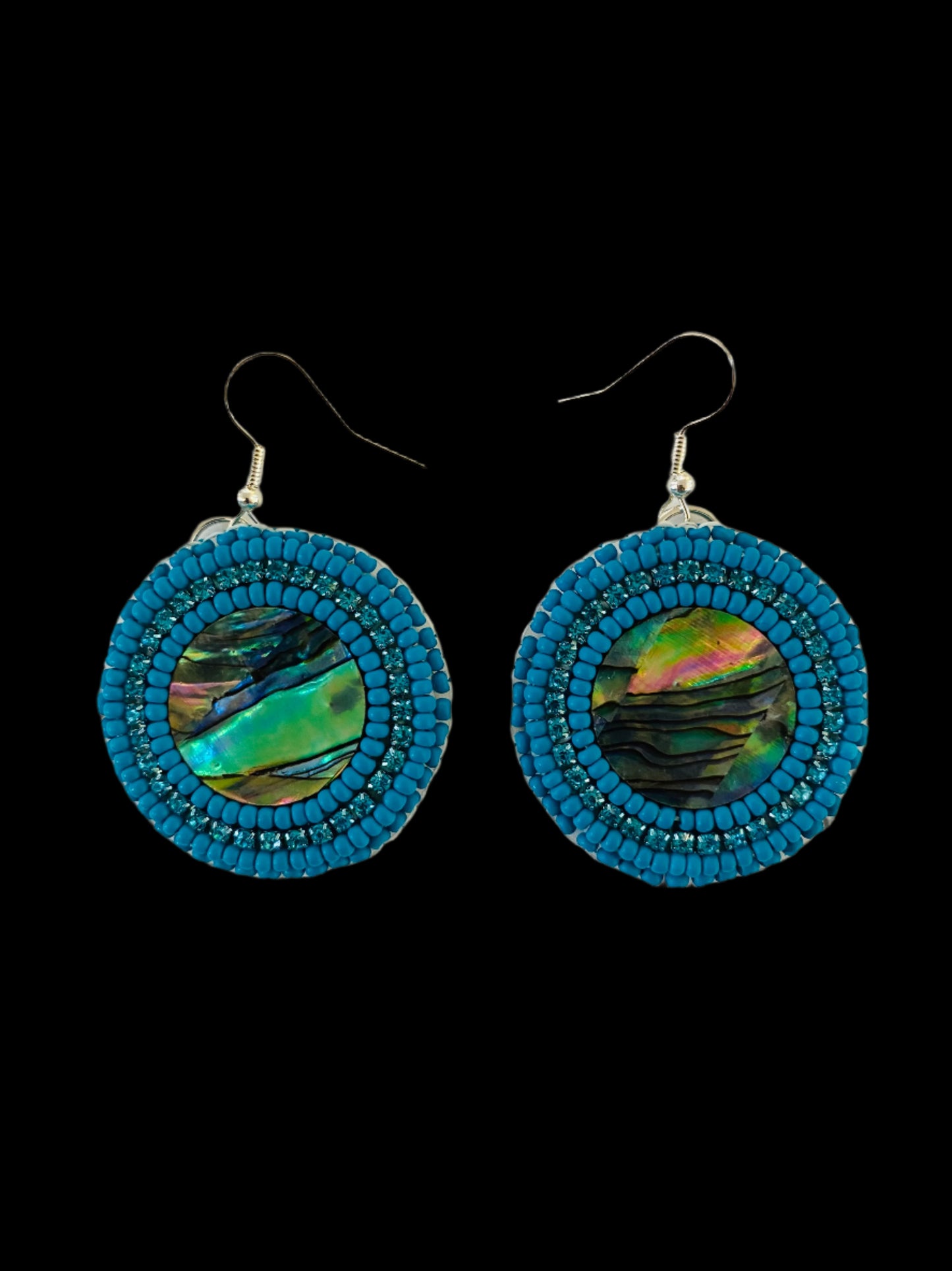 Abalone Beaded Earrings 1 3/8"