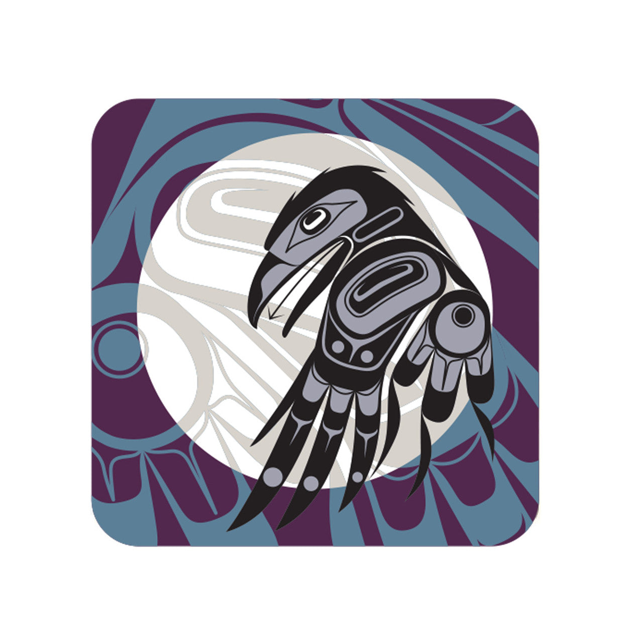Cork Backed Coaster - Raven Moon by Alan Weir - Allan Weir - Kitchenware - Pentlatch Gallery - Aboriginal Art - Parksville, BC, Canada