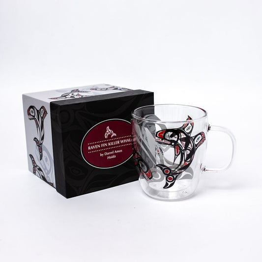 Raven Fin Killer Whale Glass Mug - Darrel Amos