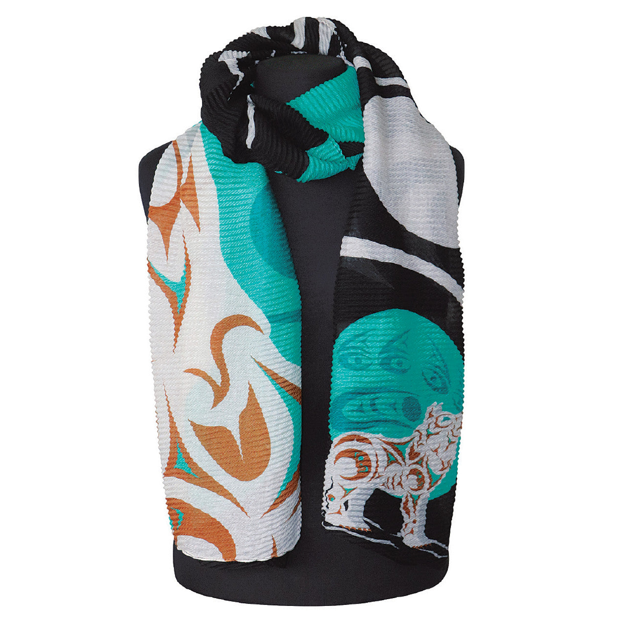 Eco Scarf - Howling Wolf by Darrell Thorne - Darrell Thorne - Apparel - Pentlatch Gallery - Aboriginal Art - Parksville, BC, Canada