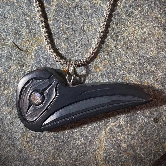 Hummingbird Head Haida Argillite Pendant