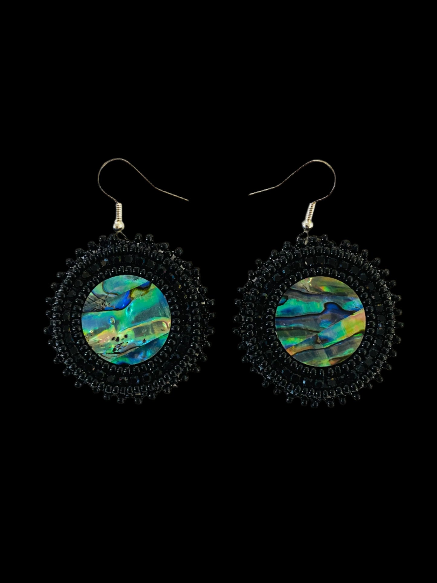 Abalone Beaded Earrings 1 3/8"