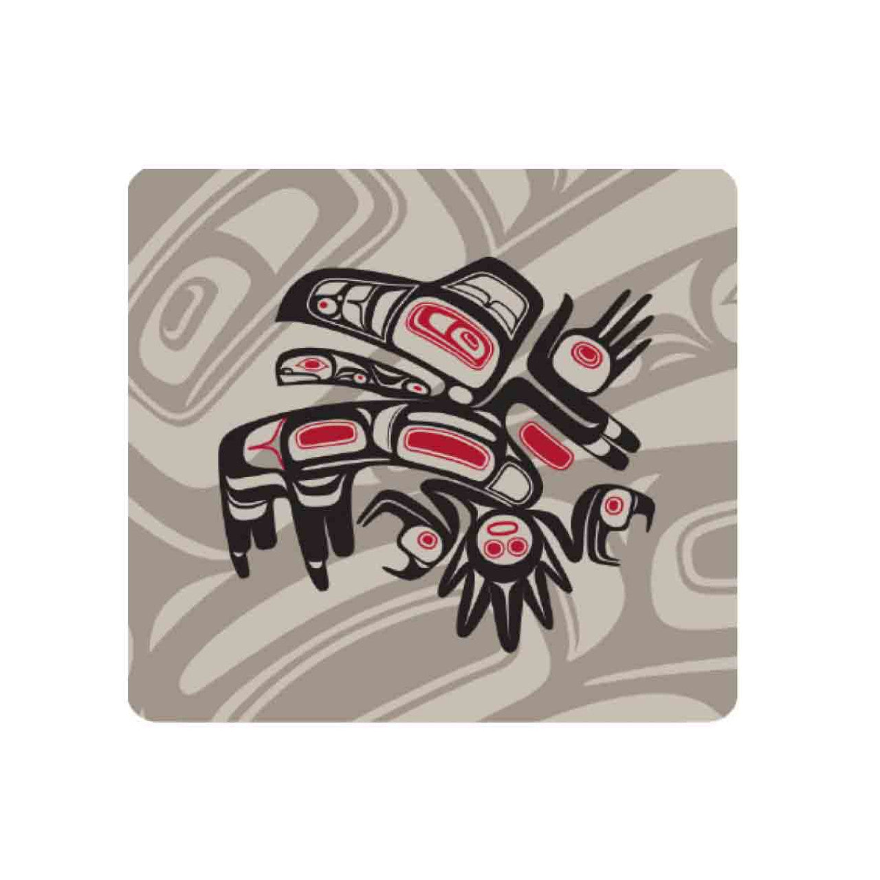 Cork Backed Coaster - Running Raven by Morgan A. - Morgan Asoyuf - Kitchenware - Pentlatch Gallery - Aboriginal Art - Parksville, BC, Canada