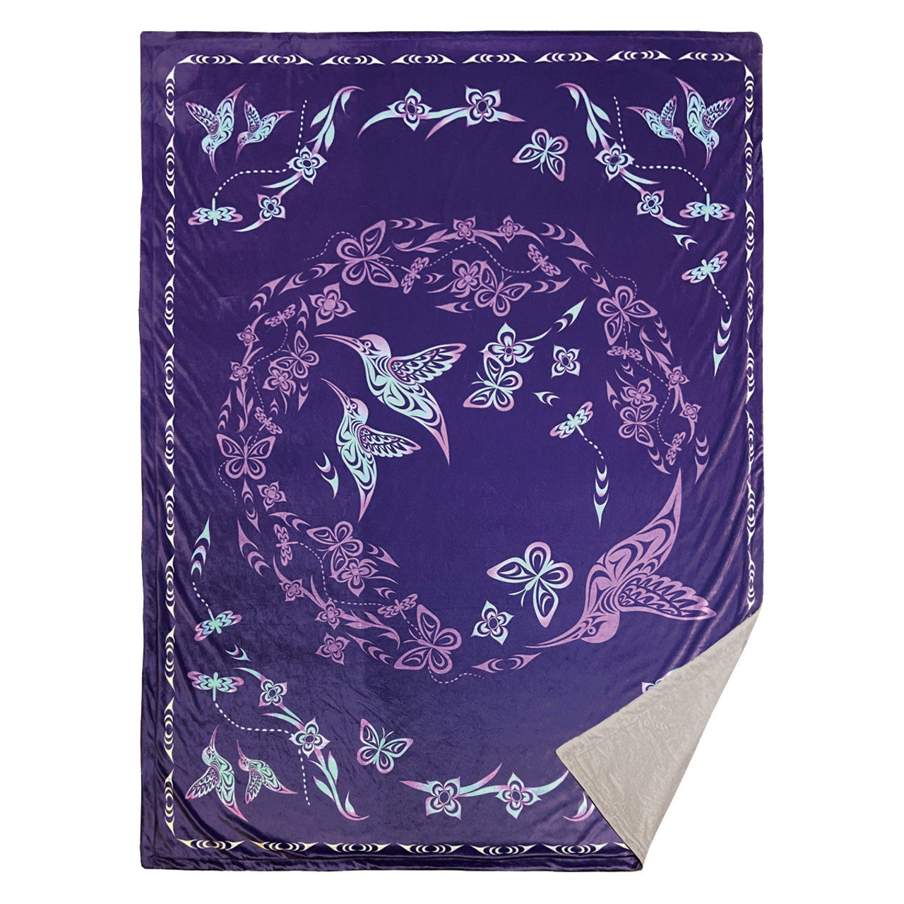 Premium Fleece Blanket - Hummingbird - Simone Diamond - Blanket - Pentlatch Gallery - Aboriginal Art - Parksville, BC, Canada