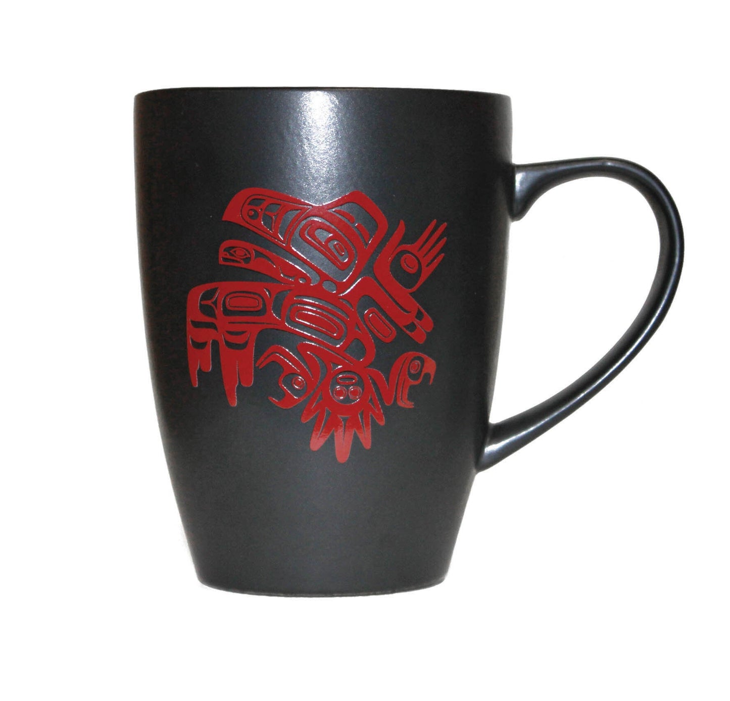 Black Mug - Running Raven by Morgan Asoyuf - Morgan Asoyuf - Kitchenware - Pentlatch Gallery - Aboriginal Art - Parksville, BC, Canada