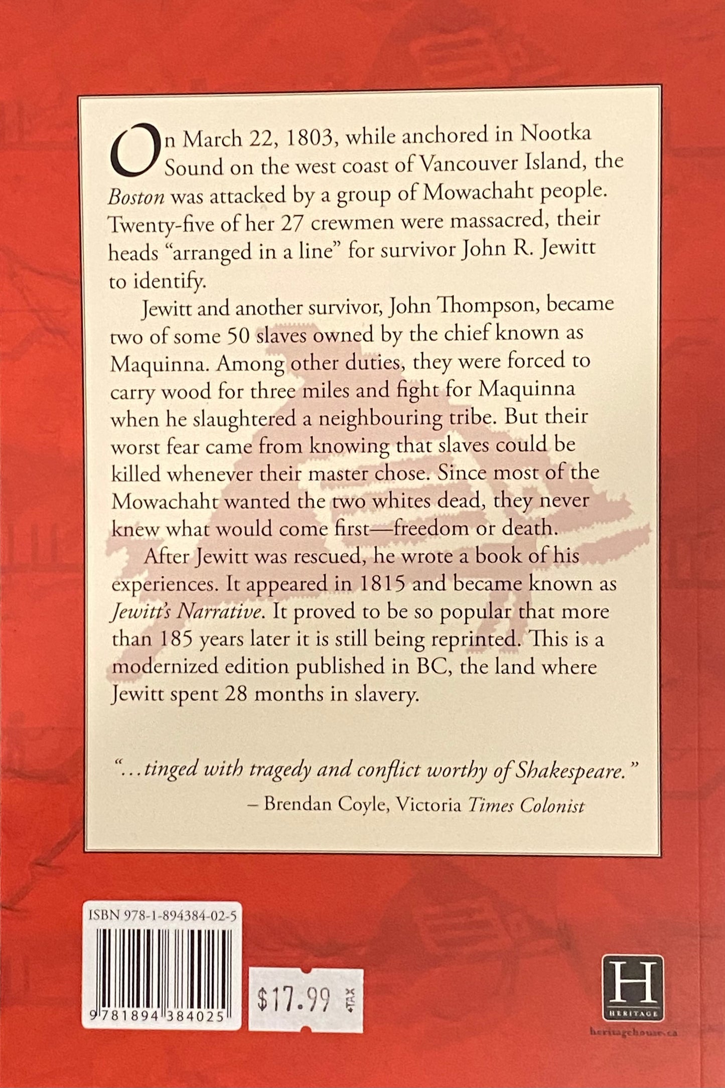 White Slaves of Maquinna - Book