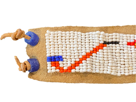 Antique Coast Salish Leather Beaded Cuff/Trade Beads