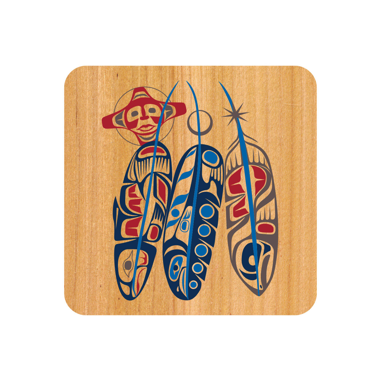 Cork Backed Coaster - Salmon Life Cycle by Paul Windsor - Paul Windsor - Kitchenware - Pentlatch Gallery - Aboriginal Art - Parksville, BC, Canada
