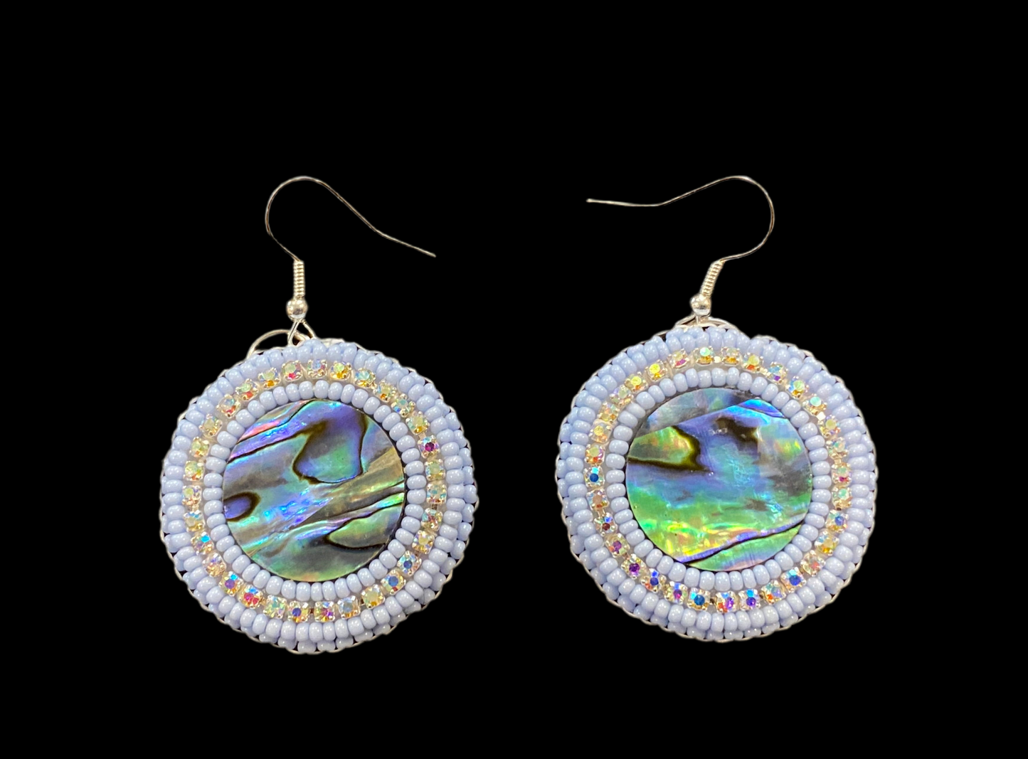 Abalone Beaded Earrings 1 3/8"