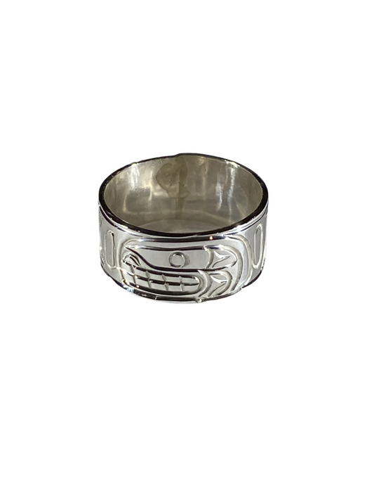 Silver Salmon Ring sz-9 1/2