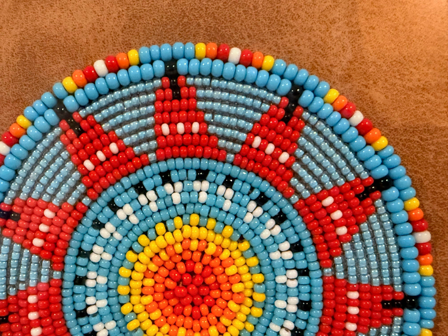 10" Beaded Shadow Box (Circle of Red Button Caps)