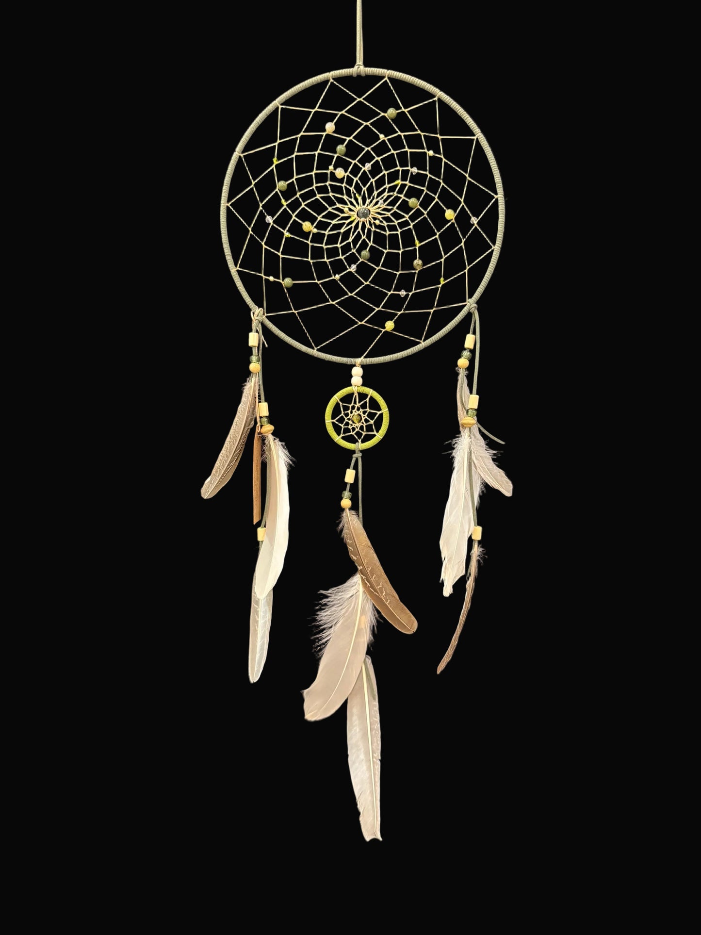 10" Dark Green 2 Tied Hoop Dreamcatcher