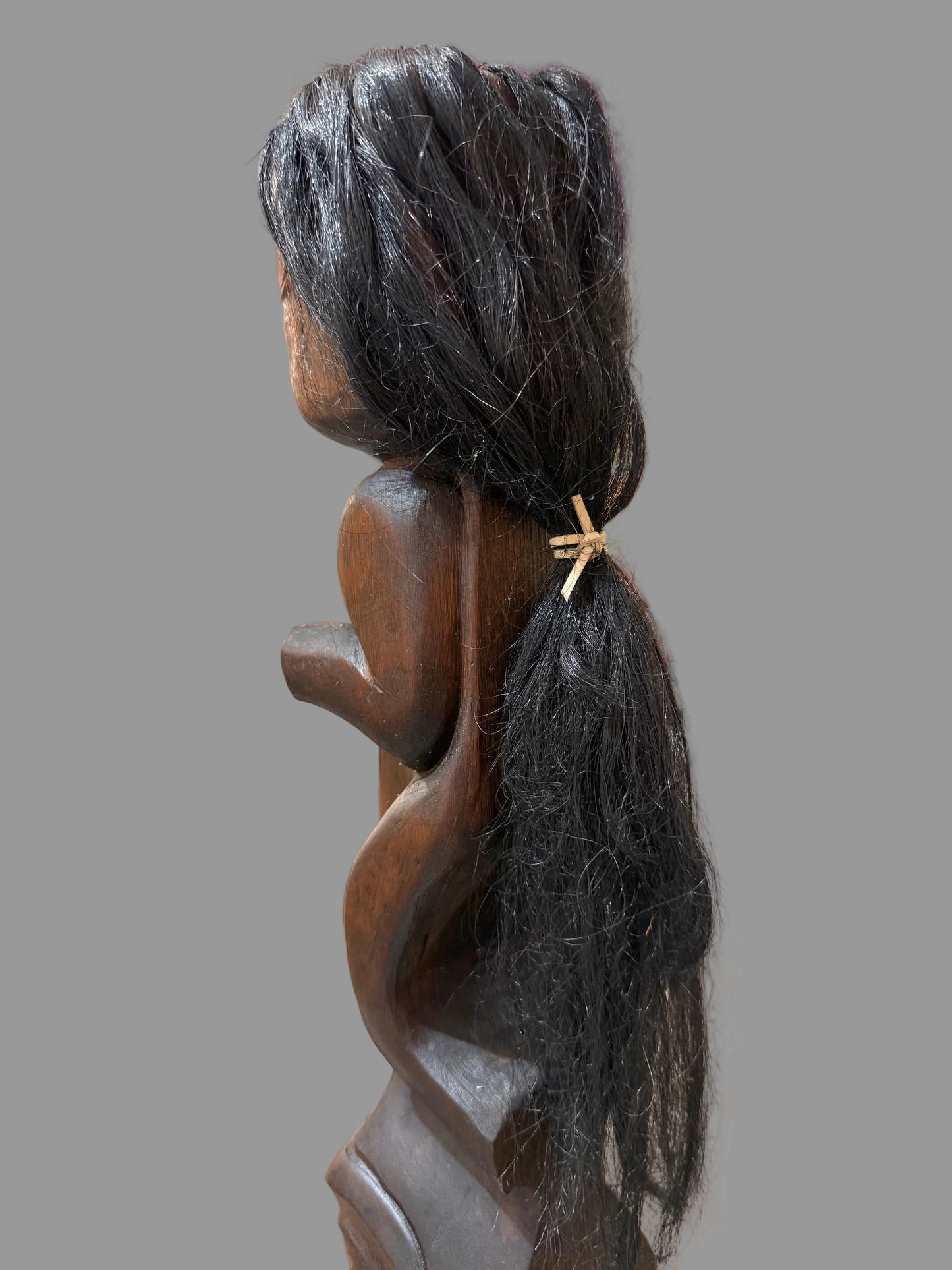 Antique Whale Rider Cedar Sculpture