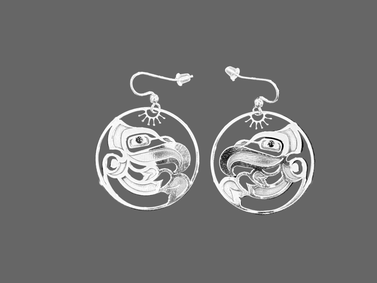 Eagle with Garnet Sterling Silver Earrings