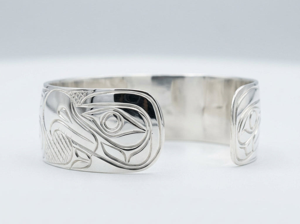 Stirling Silver 3/4" Eagle/Raven Bracelet