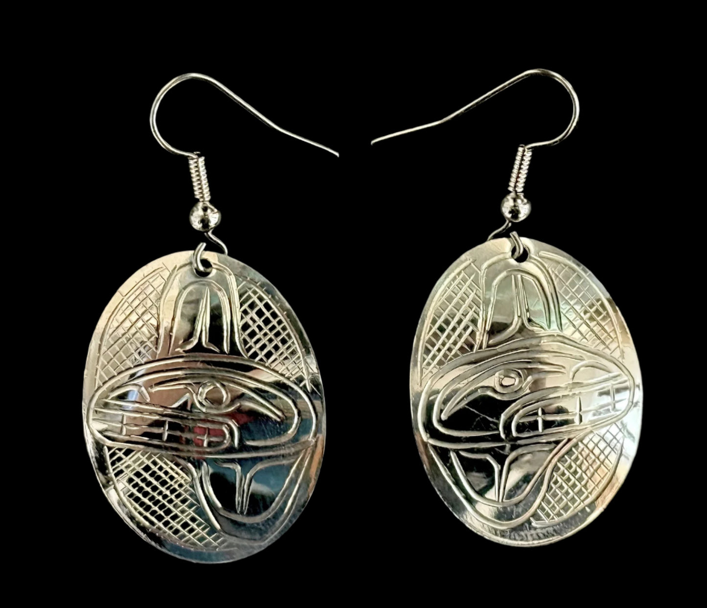 Sterling Silver Orca Earrings