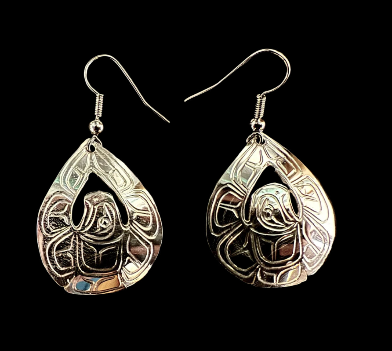 Sterling Silver Large Eagle Earrings