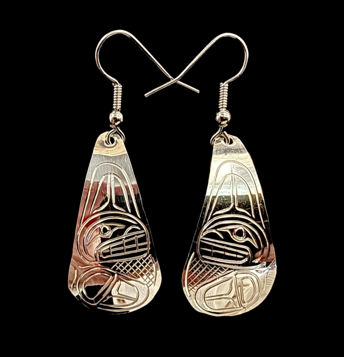 Silver Whale Earrings