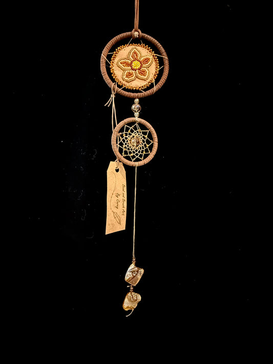 Handcrafted Suncatcher with Orange Flower Medallion