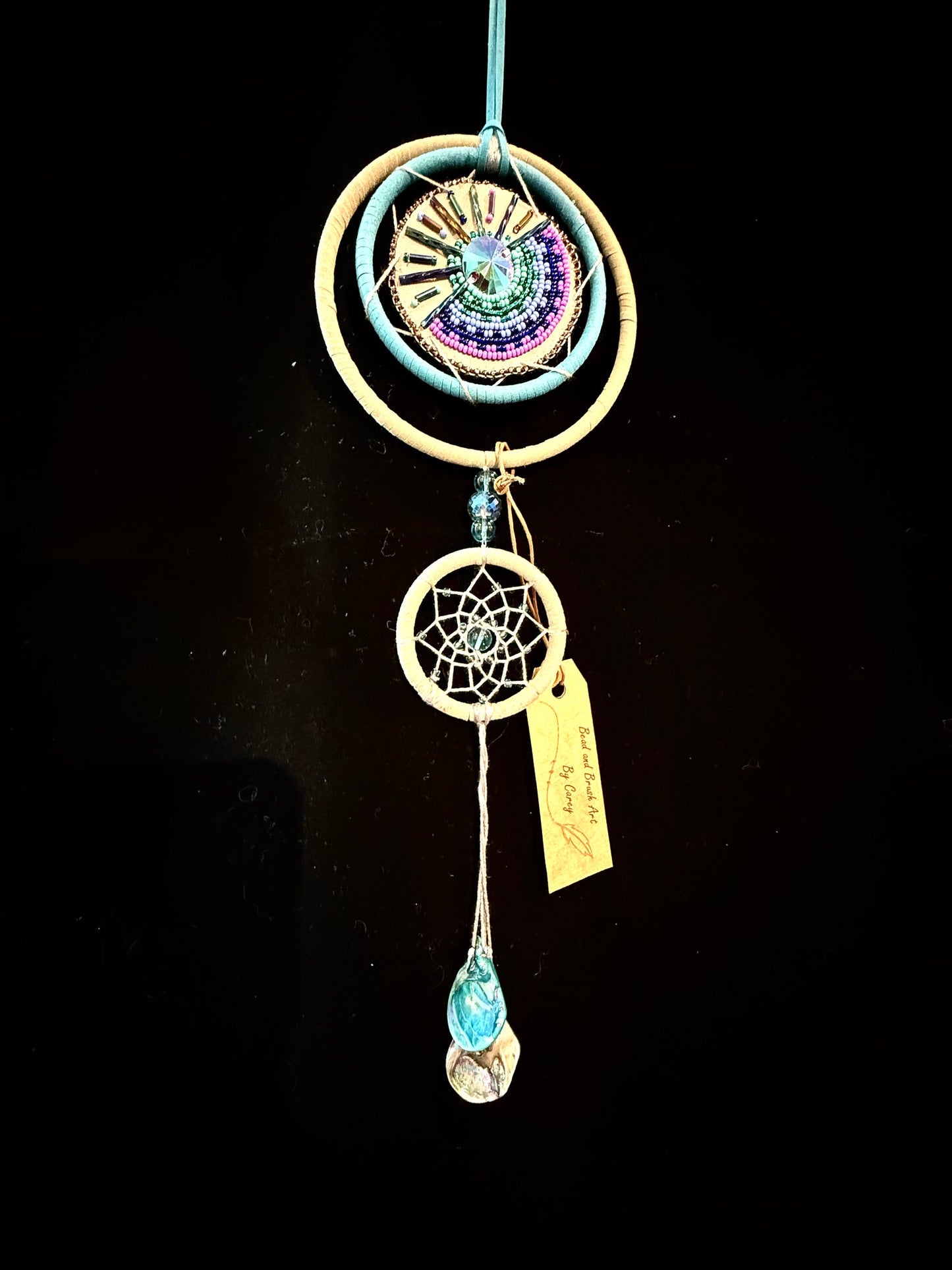 Handcrafted Suncatcher in Turquoise & Purple