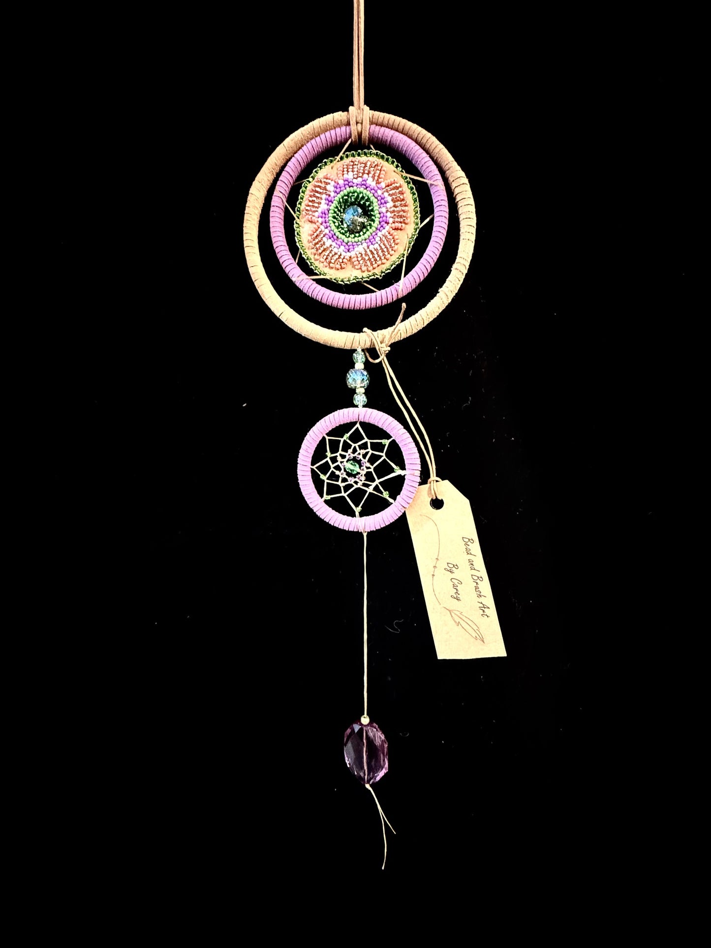 Handcrafted Suncatcher in Purple & Coral