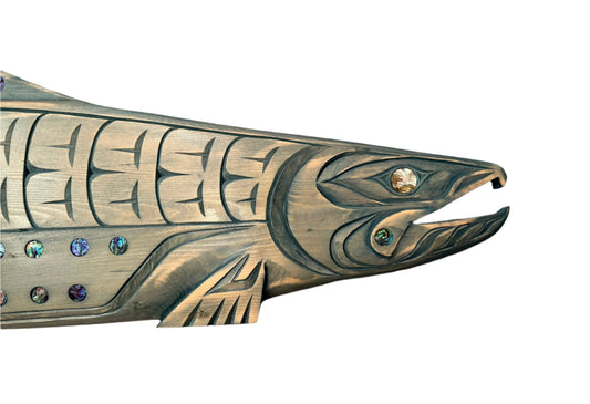 Large Salish Salmon with Abalone Inlay