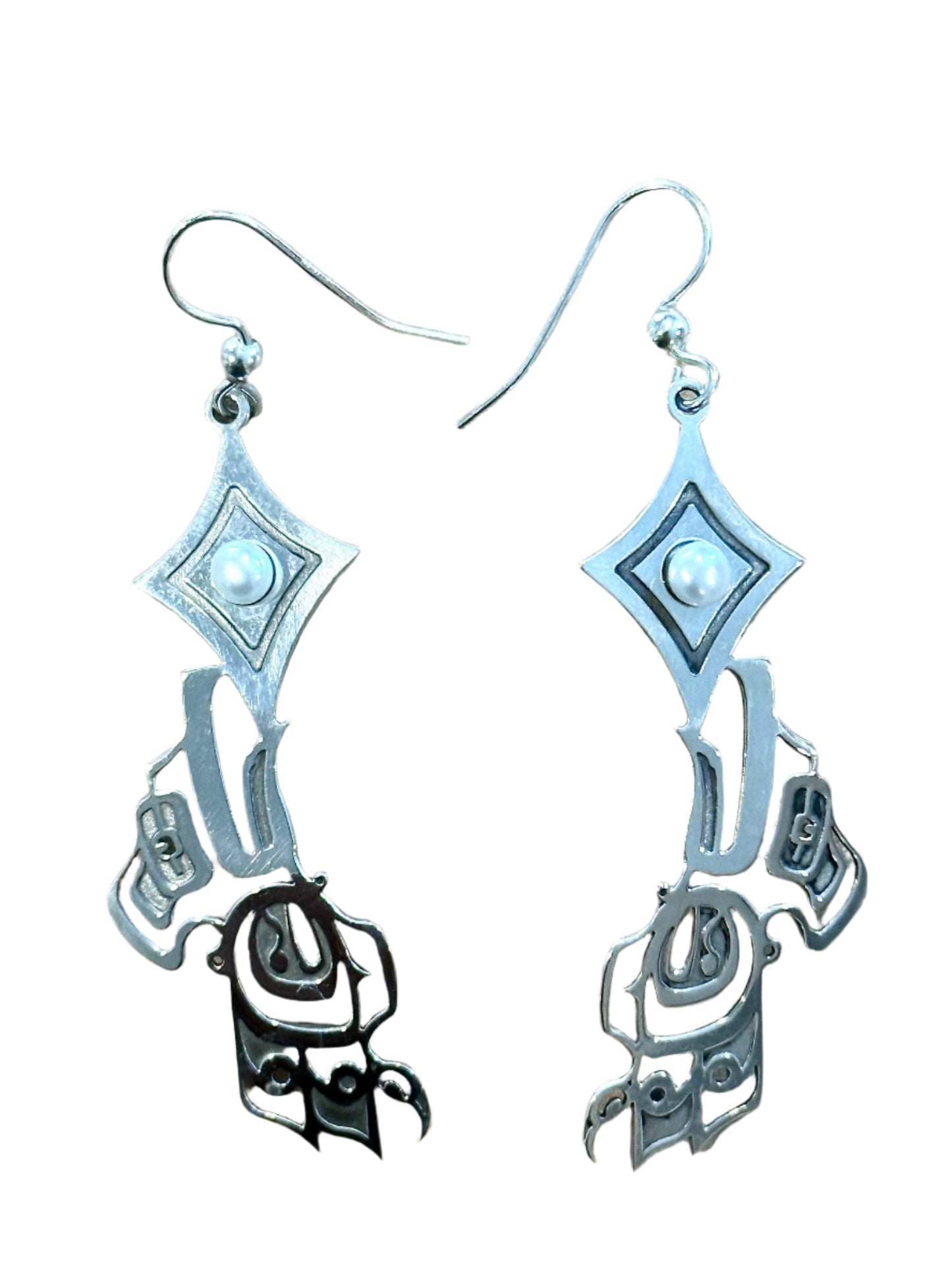 Stirling Siver Raven Steals the Light/Pearl Earrings