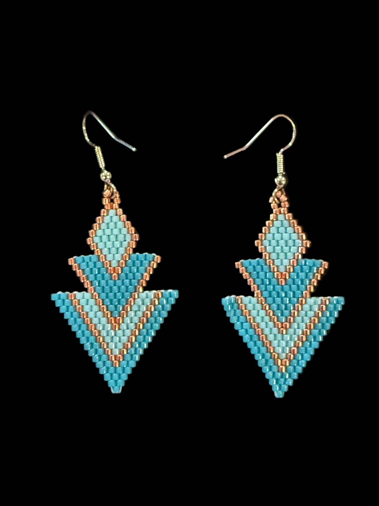 Triple Turquoise/Blue Beaded Earrings