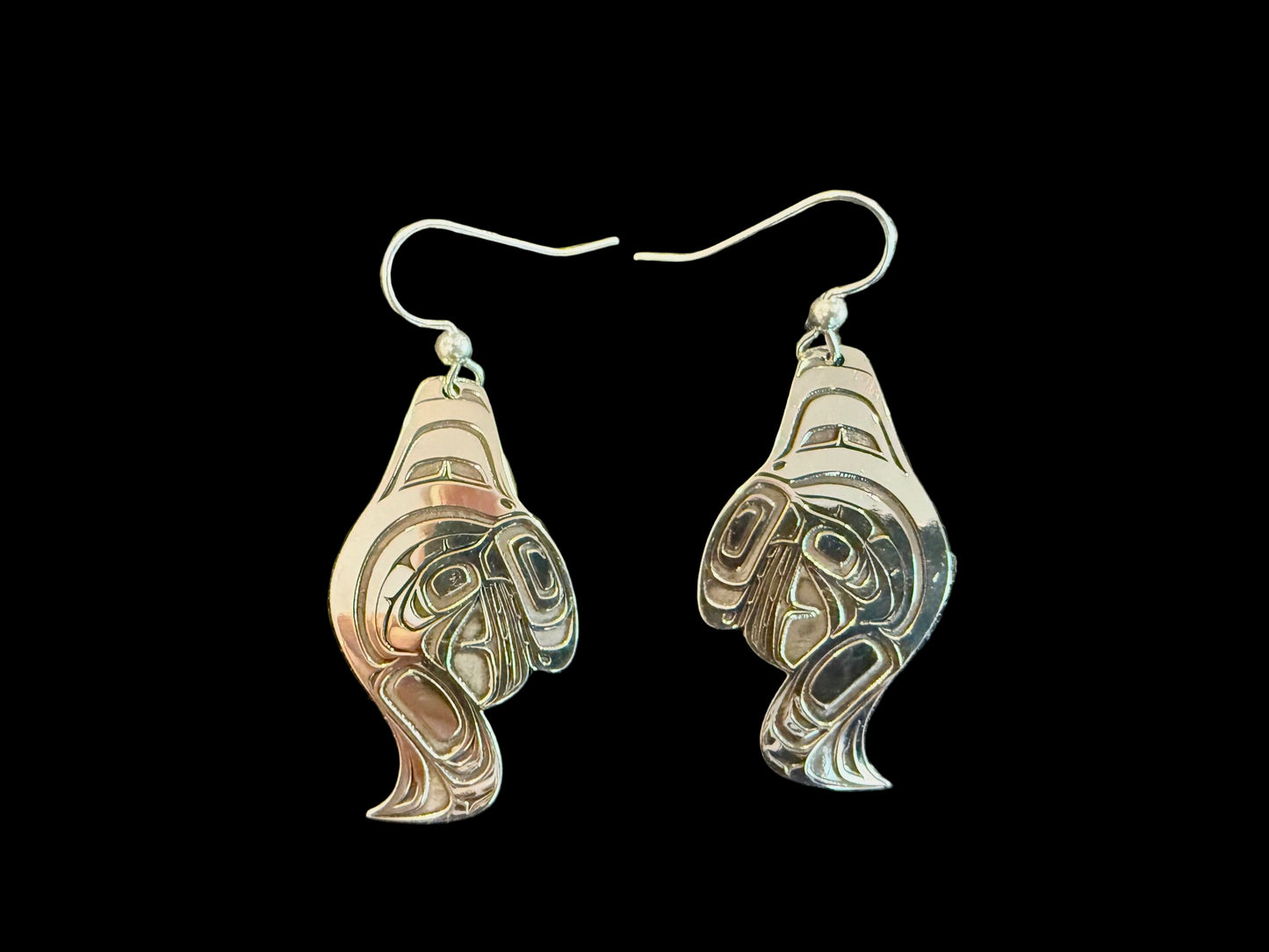 Stirling Silver Killer Whale Earrings
