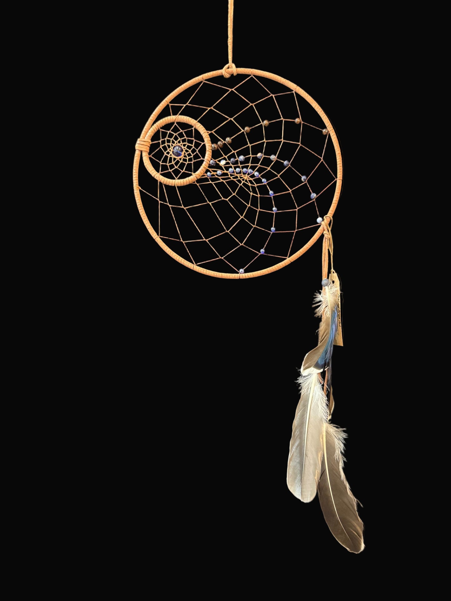 10" Dreamcatcher Warm Brown w/ Semi-Precious Sodalite Beads