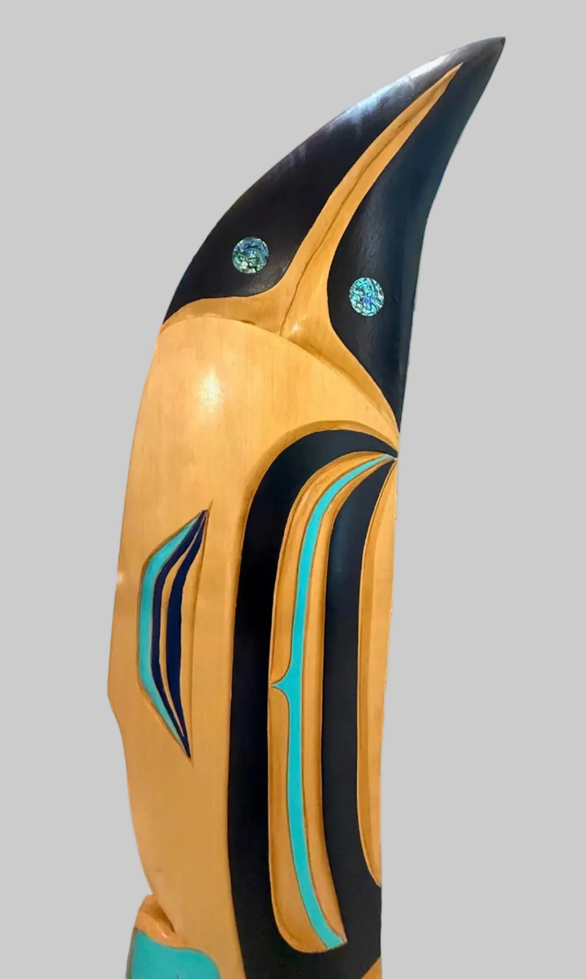 Beautiful Large Raven Feather Sculpture in Yellow Cedar