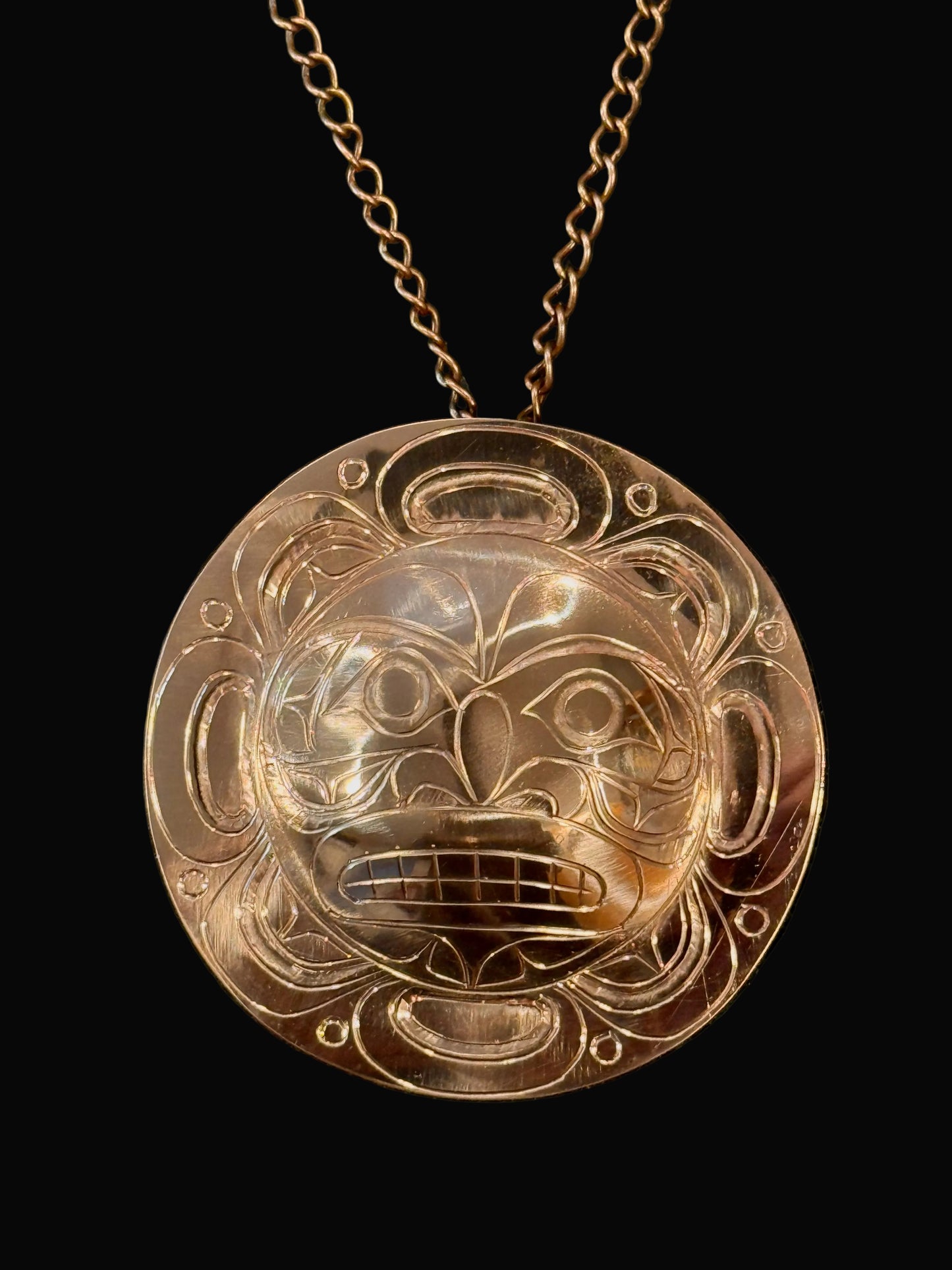 Large Copper Moon Pendant/Chain