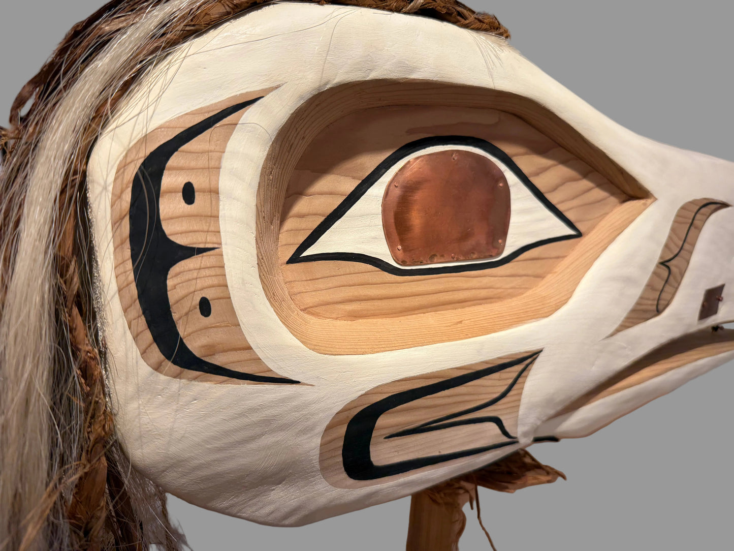 Stunning White Raven with Copper Adornments
