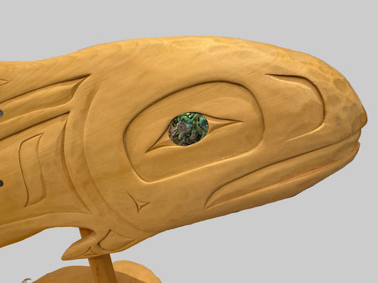 Stunning Yellow Cedar Tyee Salmon with Abalone Inlay Accents