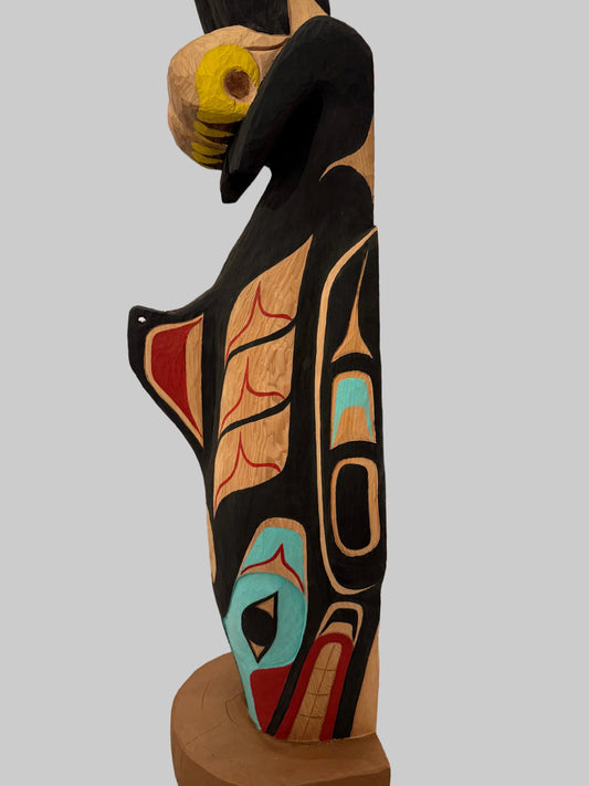 A Striking Thunderbird and Whale Totem Pole