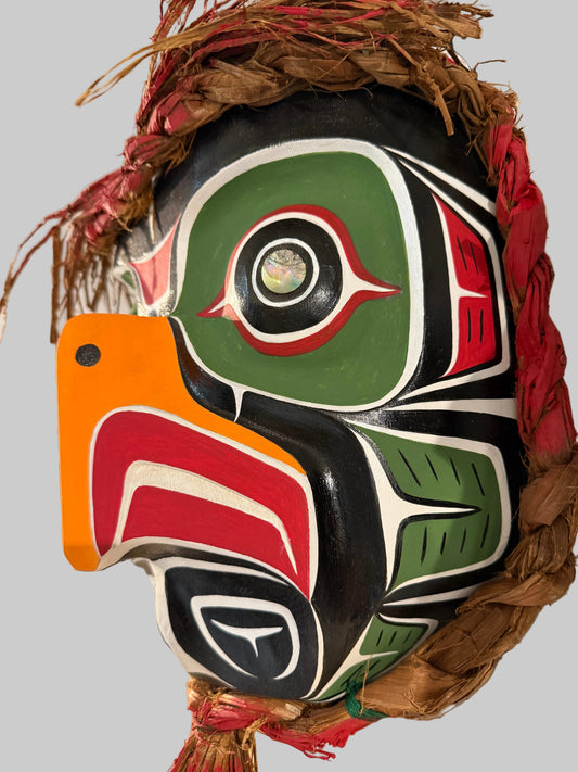 Large Owl Mask with Abalone/Cedar Rope