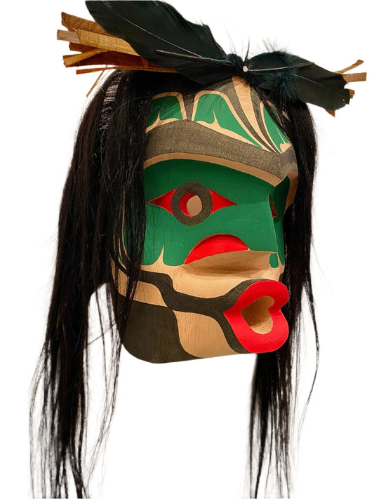 Russel (Floyd) Tate - "Pitch Woman" Mask - Russel (Floyd) Tate - Mask - Pentlatch Gallery - Aboriginal Art - Parksville, BC, Canada
