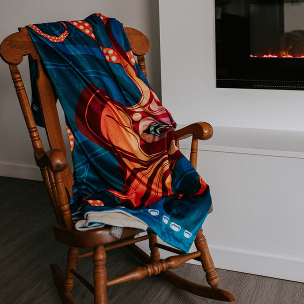 Premium Fleece Blanket - Octopus (Nuu) - Ernest Swanson - Blanket - Pentlatch Gallery - Aboriginal Art - Parksville, BC, Canada