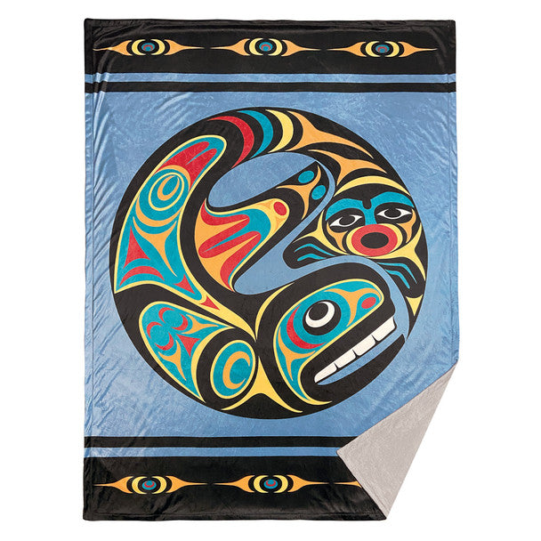Premium Fleece Blanket - Whale - Maynard Johnny, Jr - Blanket - Pentlatch Gallery - Aboriginal Art - Parksville, BC, Canada