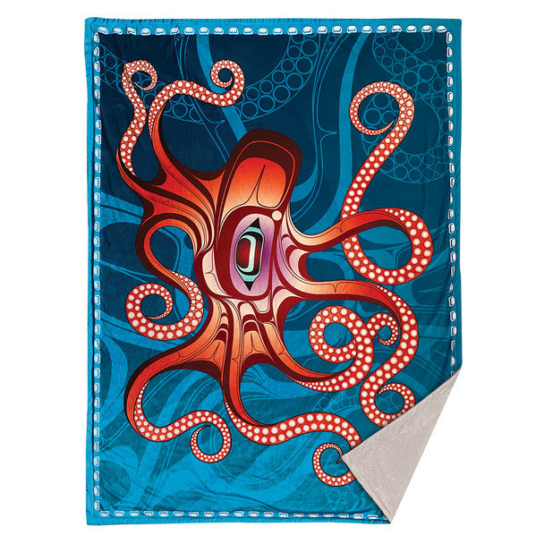 Premium Fleece Blanket - Octopus (Nuu) - Ernest Swanson - Blanket - Pentlatch Gallery - Aboriginal Art - Parksville, BC, Canada