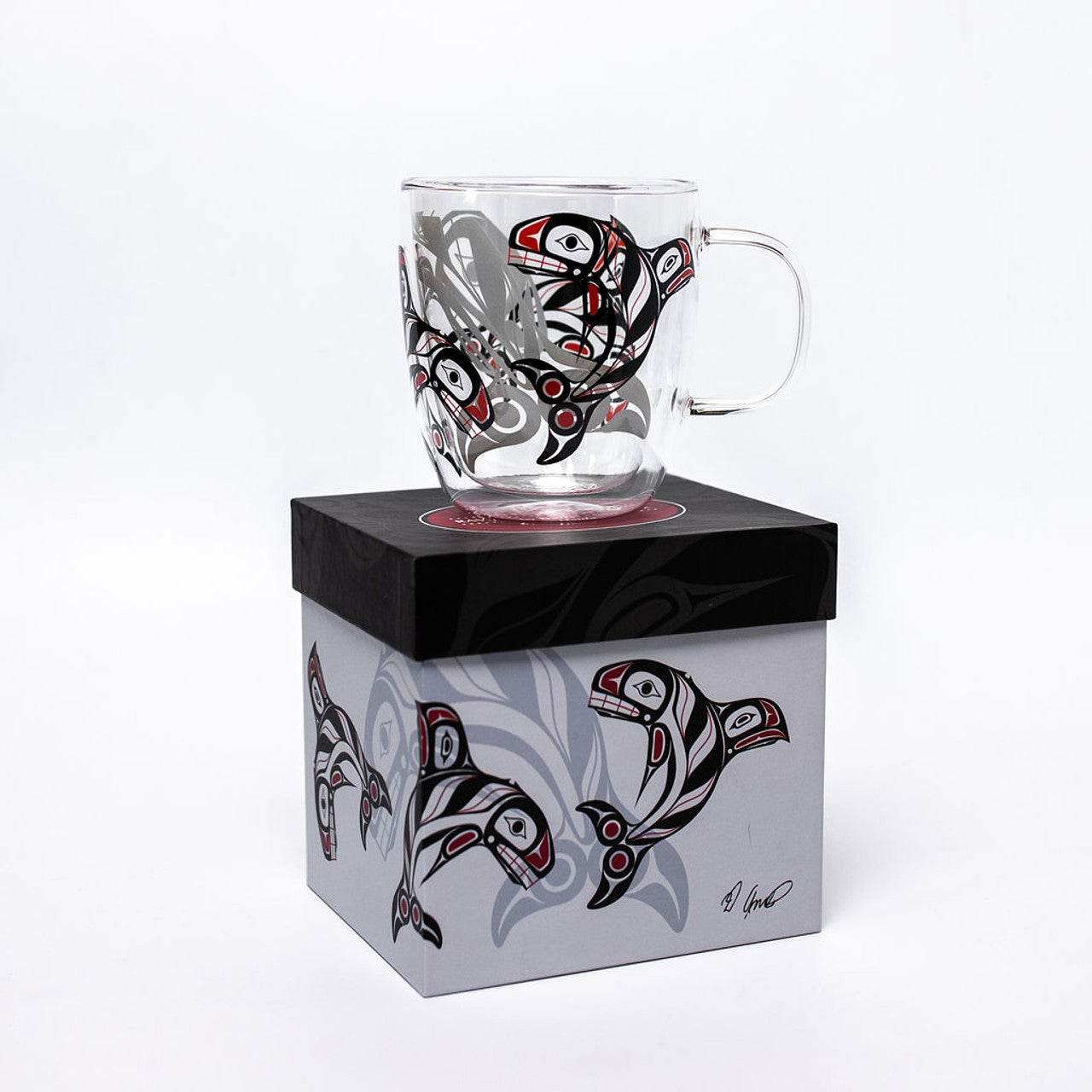Raven Fin Killer Whale Glass Mug - Darrel Amos