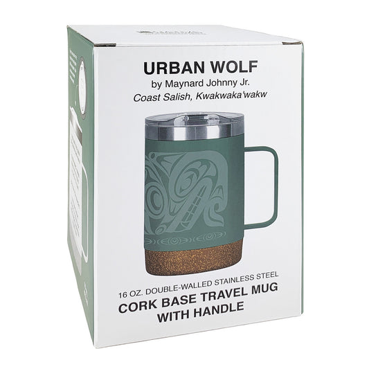Cork Base Travel Mugs with Handle (16oz) - Urban Wolf