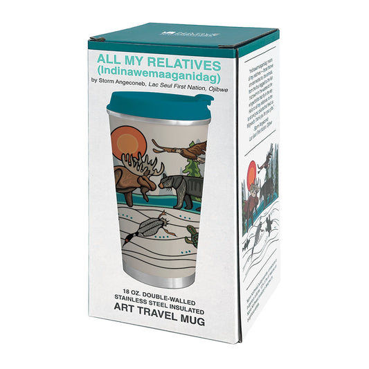 Art Travel Mug (18oz) - All My Relatives (Indinawemaaganidag)