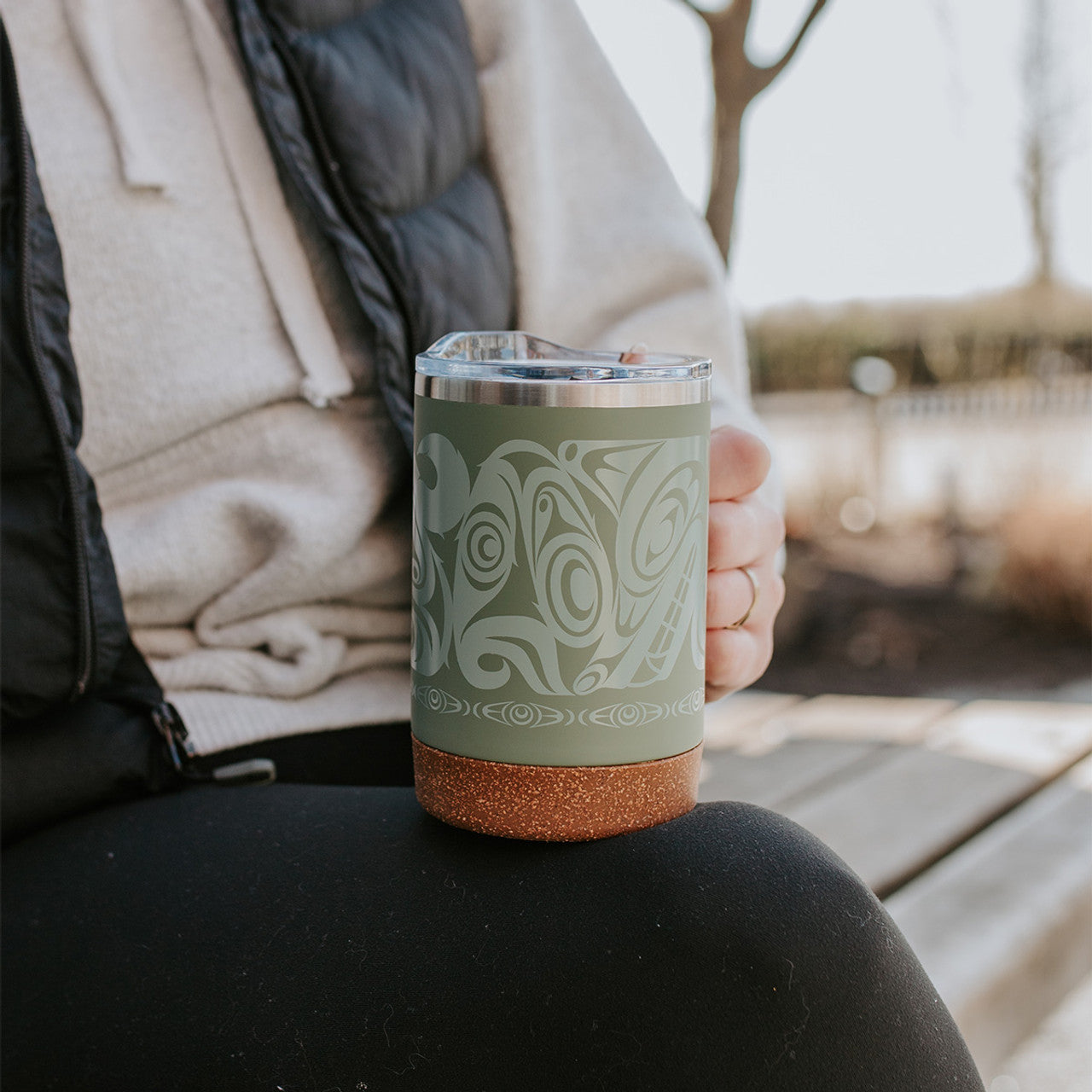 Cork Base Travel Mugs with Handle (16oz) - Urban Wolf