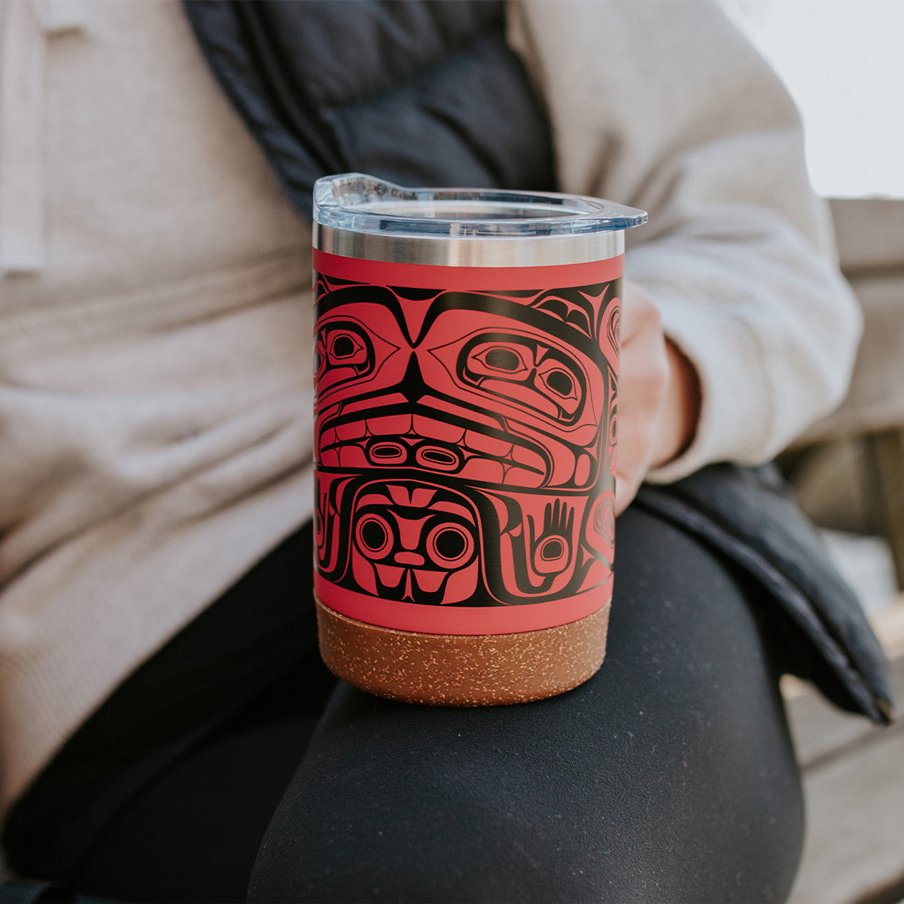 Cork Base Travel Mugs with Handle (16oz) - Treasure of Our Ancestors