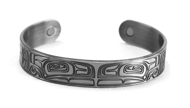 Brushed Silver Bracelet - Thunderbird by Morgan Asoyuf - Morgan Asoyuf - Jewellery - Pentlatch Gallery - Aboriginal Art - Parksville, BC, Canada