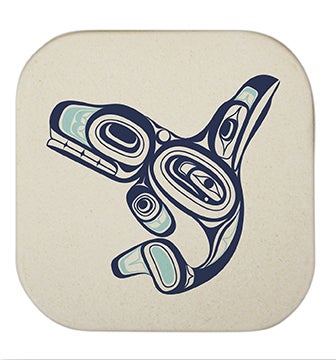 Bamboo Coaster Set - Whale by Ernest Swanson - Ernest Swanson - Kitchenware - Pentlatch Gallery - Aboriginal Art - Parksville, BC, Canada