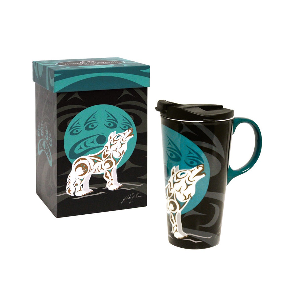 Perfect Mug - Howling Wolf by Darrell Thorne - Darrell Thorne - Kitchenware - Pentlatch Gallery - Aboriginal Art - Parksville, BC, Canada