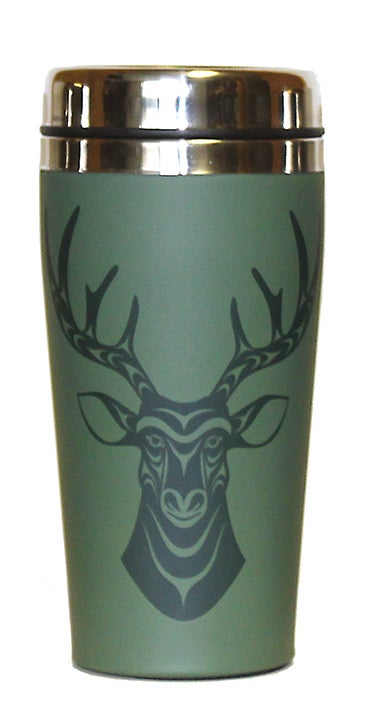 Travel Mug - Deer by Simone Diamond - Simone Diamond - Kitchenware - Pentlatch Gallery - Aboriginal Art - Parksville, BC, Canada